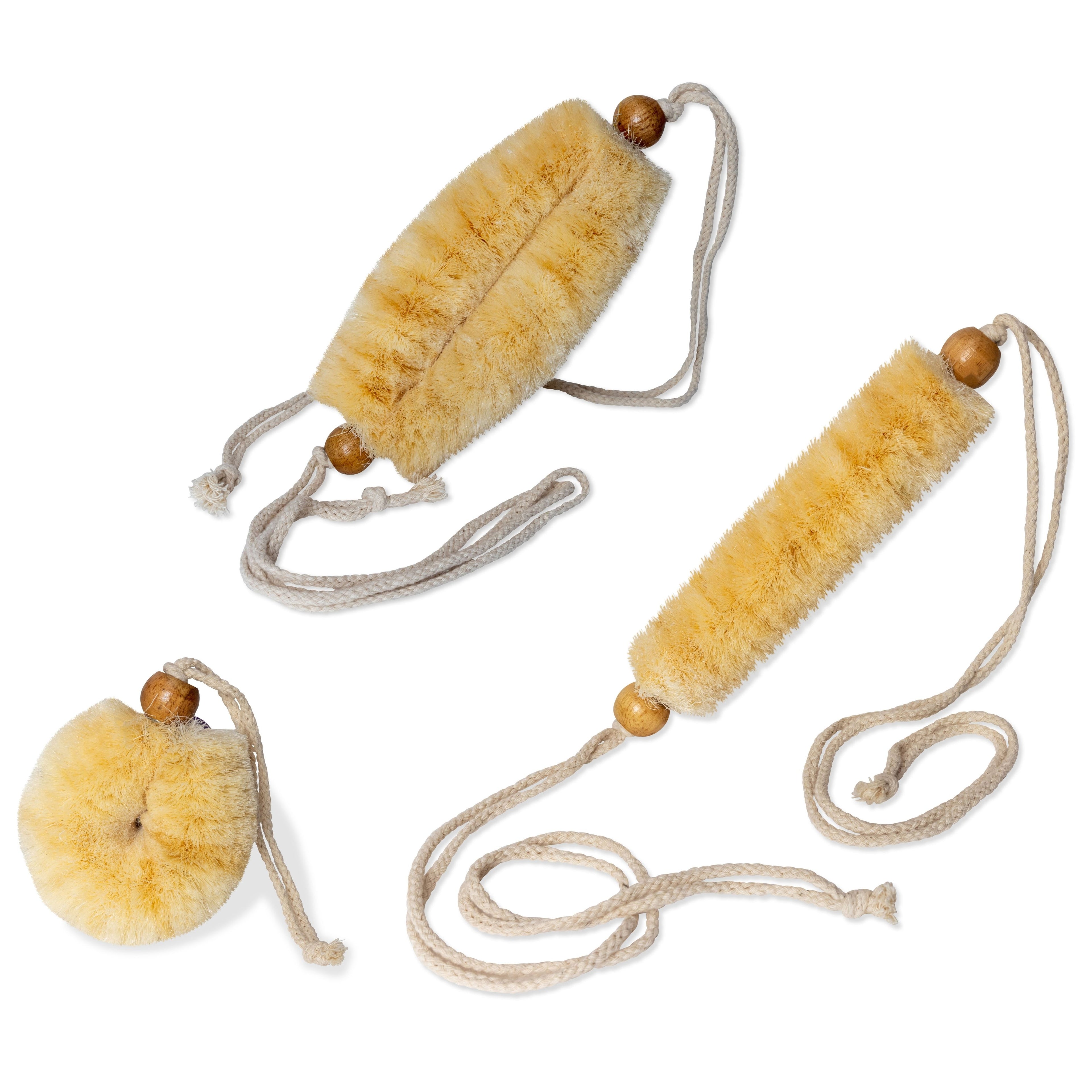 Set of 3 Exfoliating Body Scrubbers Natural Sisal Fiber