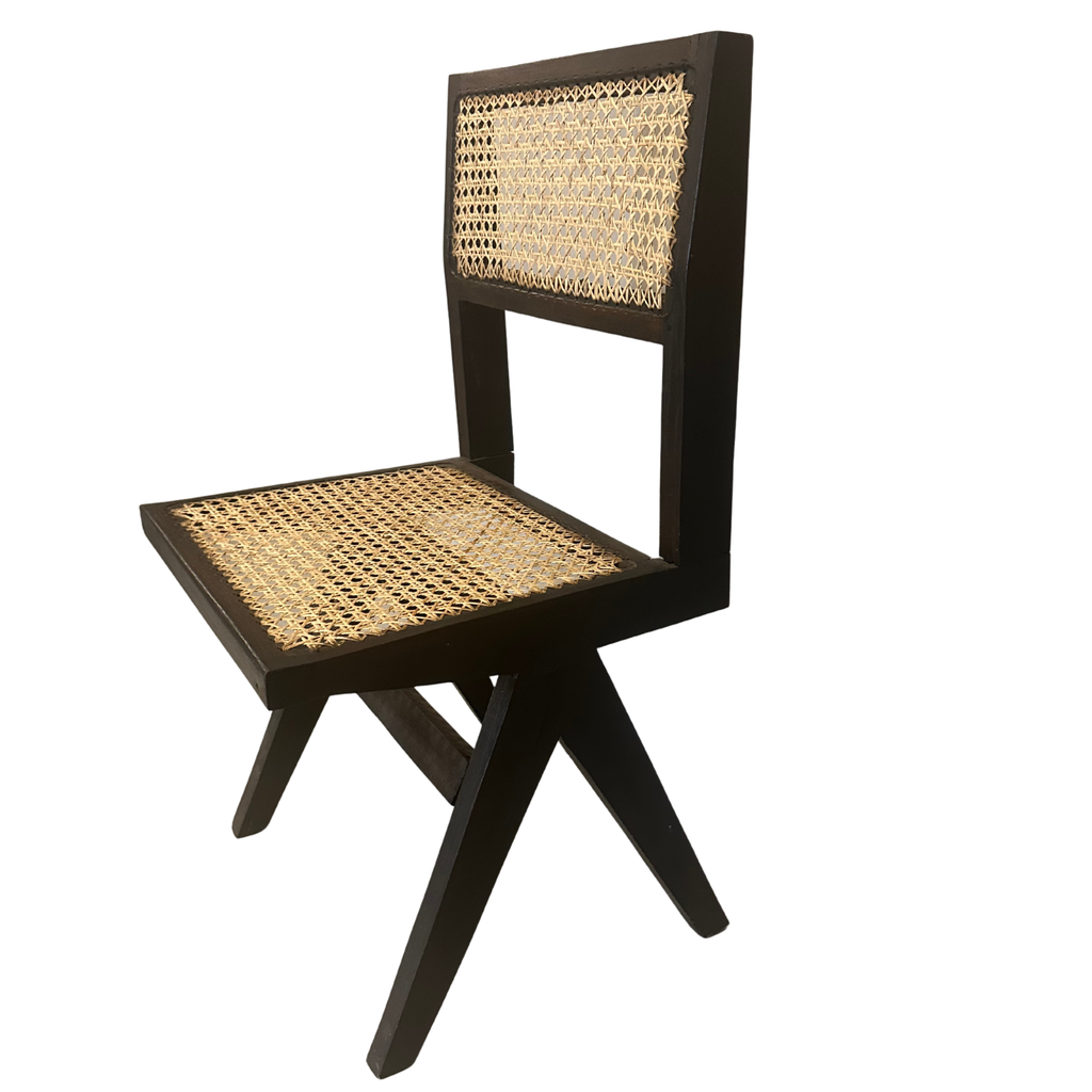 Pierre Handwoven Rattan Dining Chair Teak with Walnut Stain