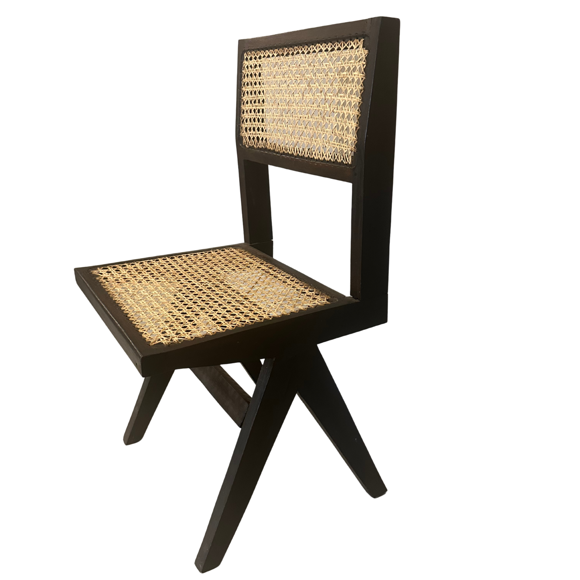 Pierre Handwoven Rattan Dining Chair Teak with Walnut Stain