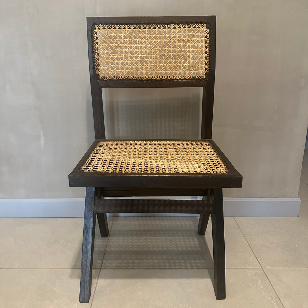 Pierre Handwoven Rattan Dining Chair Teak with Walnut Stain