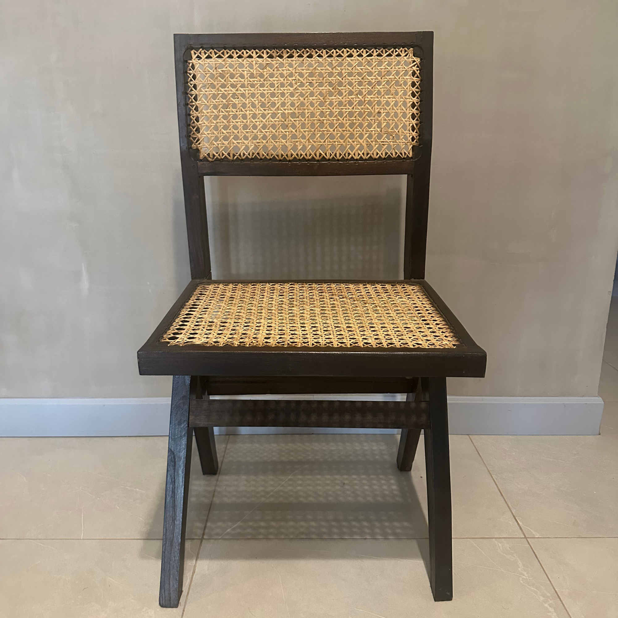 Pierre Handwoven Rattan Dining Chair Teak with Walnut Stain