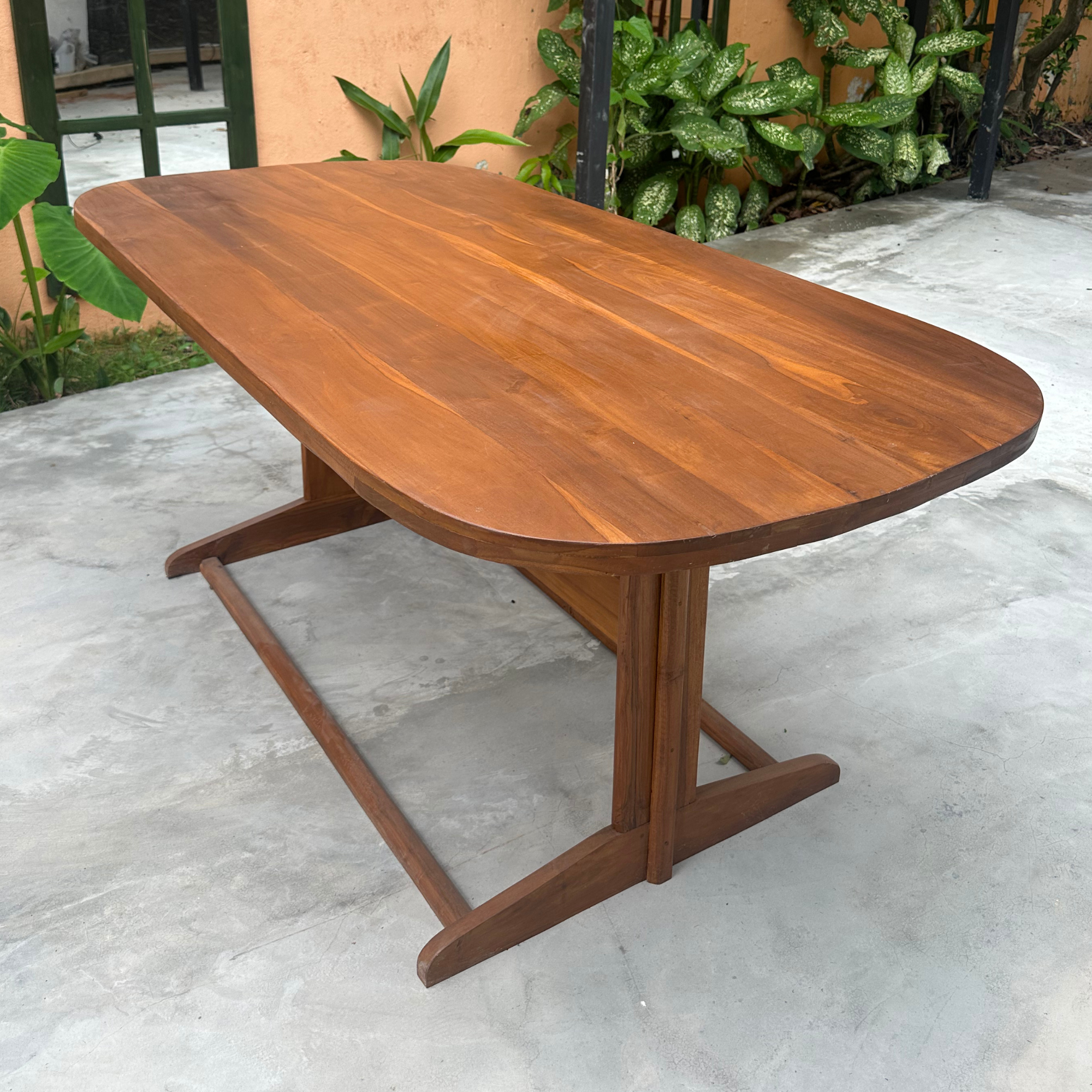 Mid Century Inspired Oval Teak Dining Table (6 Seater)