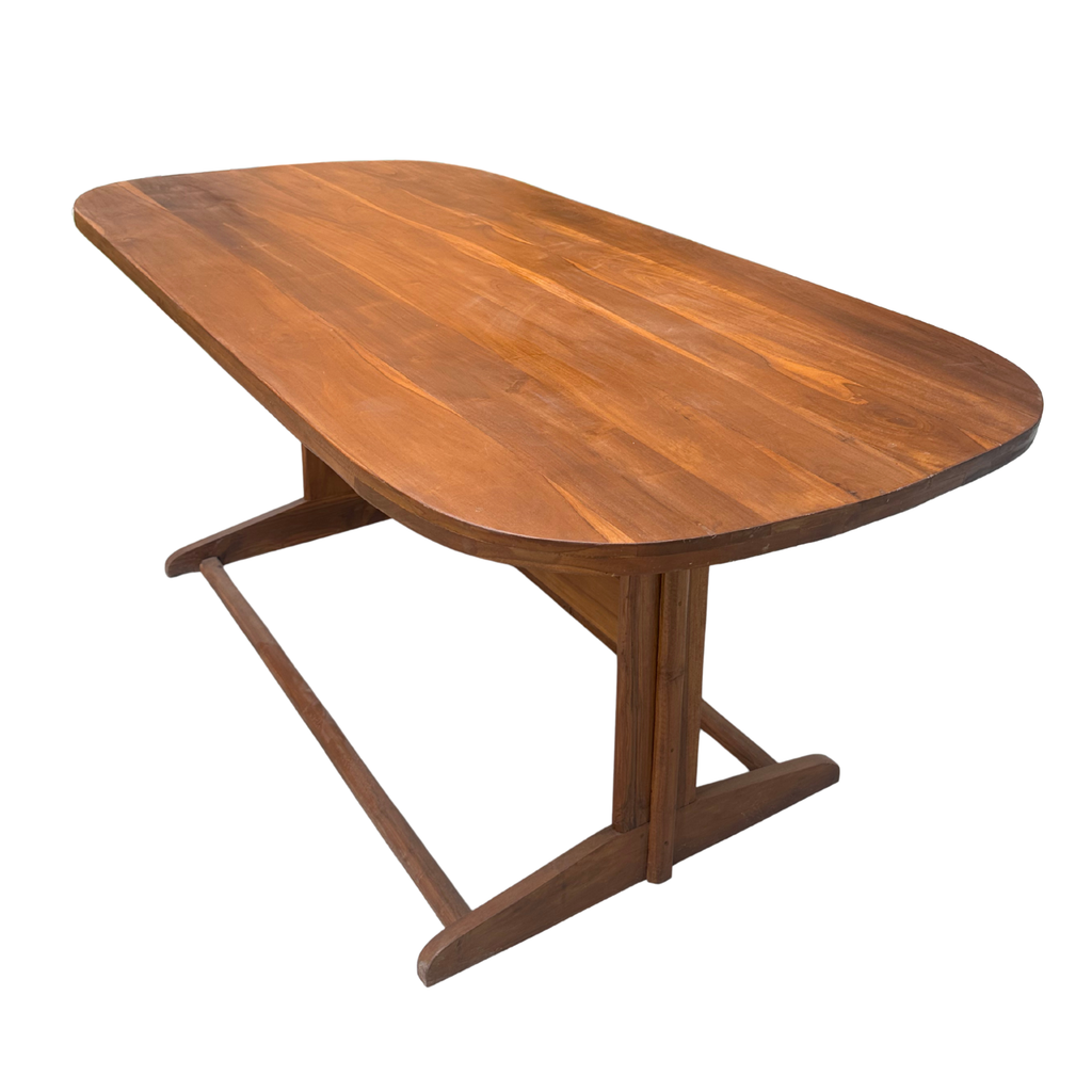 Mid Century Inspired Oval Teak Dining Table (6 Seater)