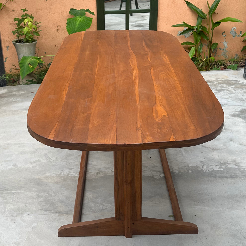 Mid Century Inspired Oval Teak Dining Table (6 Seater)