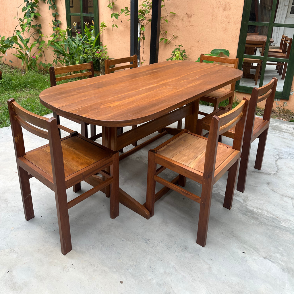 Mid Century Inspired Oval Teak Dining Table (6 Seater)