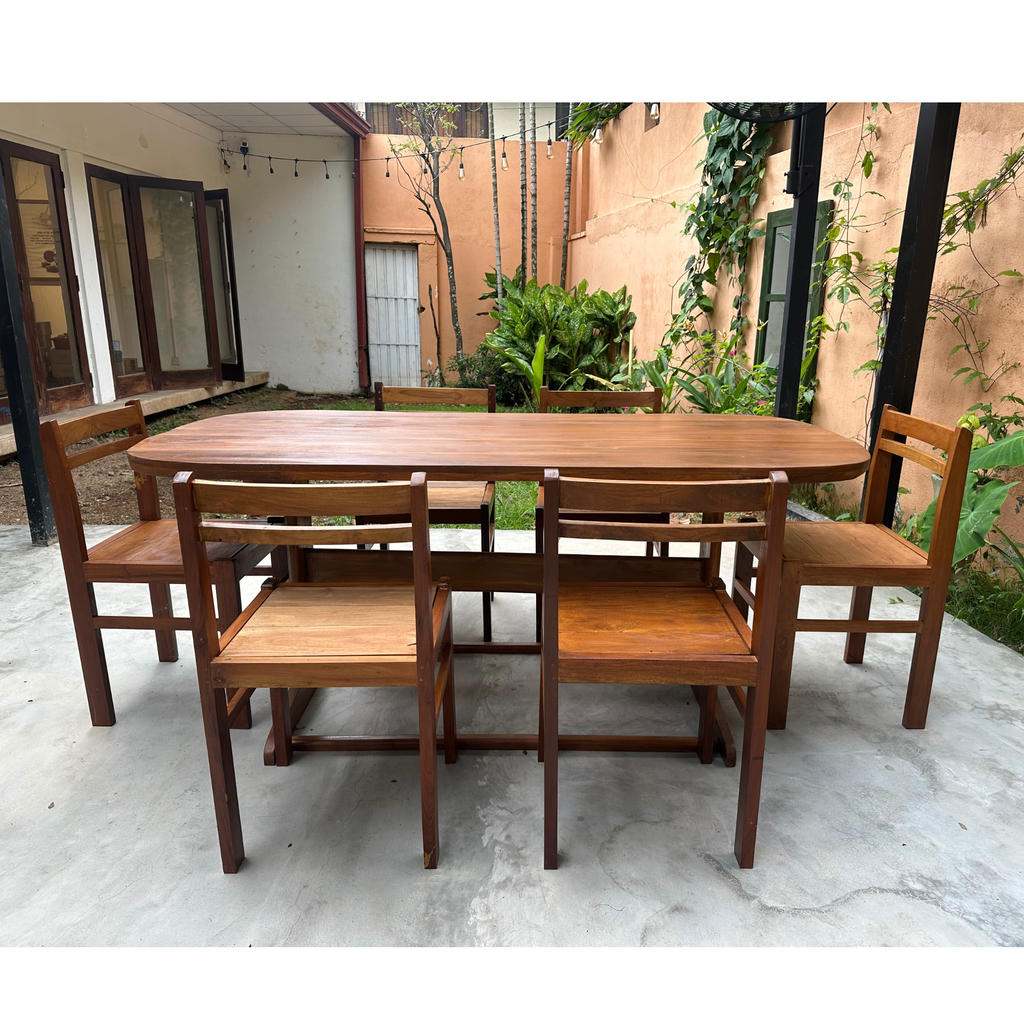 Mid Century Inspired Oval Teak Dining Table (6 Seater)